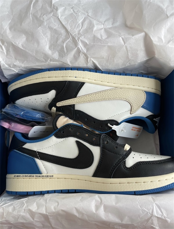 Air Jordan 1 Retro Low x Fragment Design x Travis Scott x 'Sail Black Military Blue' photo review